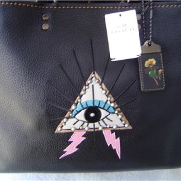 NEW AUTHENTIC COACH BLACK LEATHER PYRAMID EYE ROGUE 30 SATCHEL #46811 - Picture 11 of 15